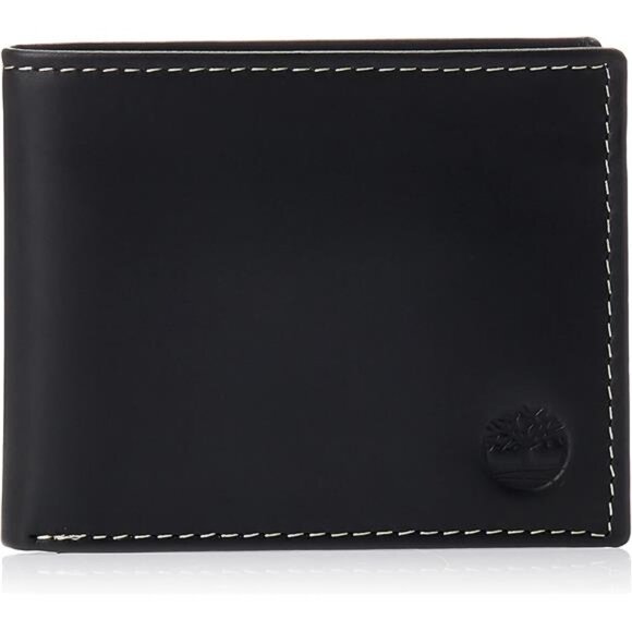 Men's Leather Wallet With Attached Flip Pocket, Black (Hunter)